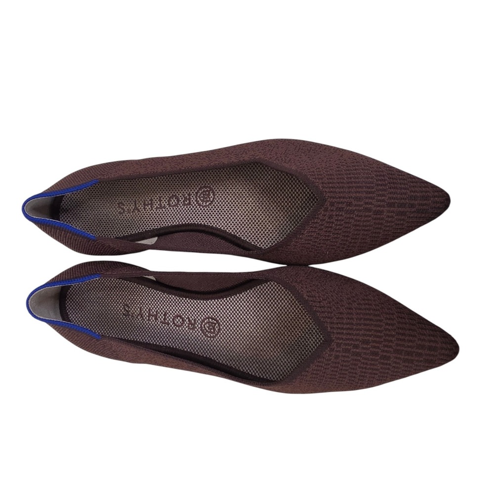 ROTHY'S The Point Shoes Womens Size 10.5 Brown Knit Flats Pointed Toe Eco - Picture 2 of 6